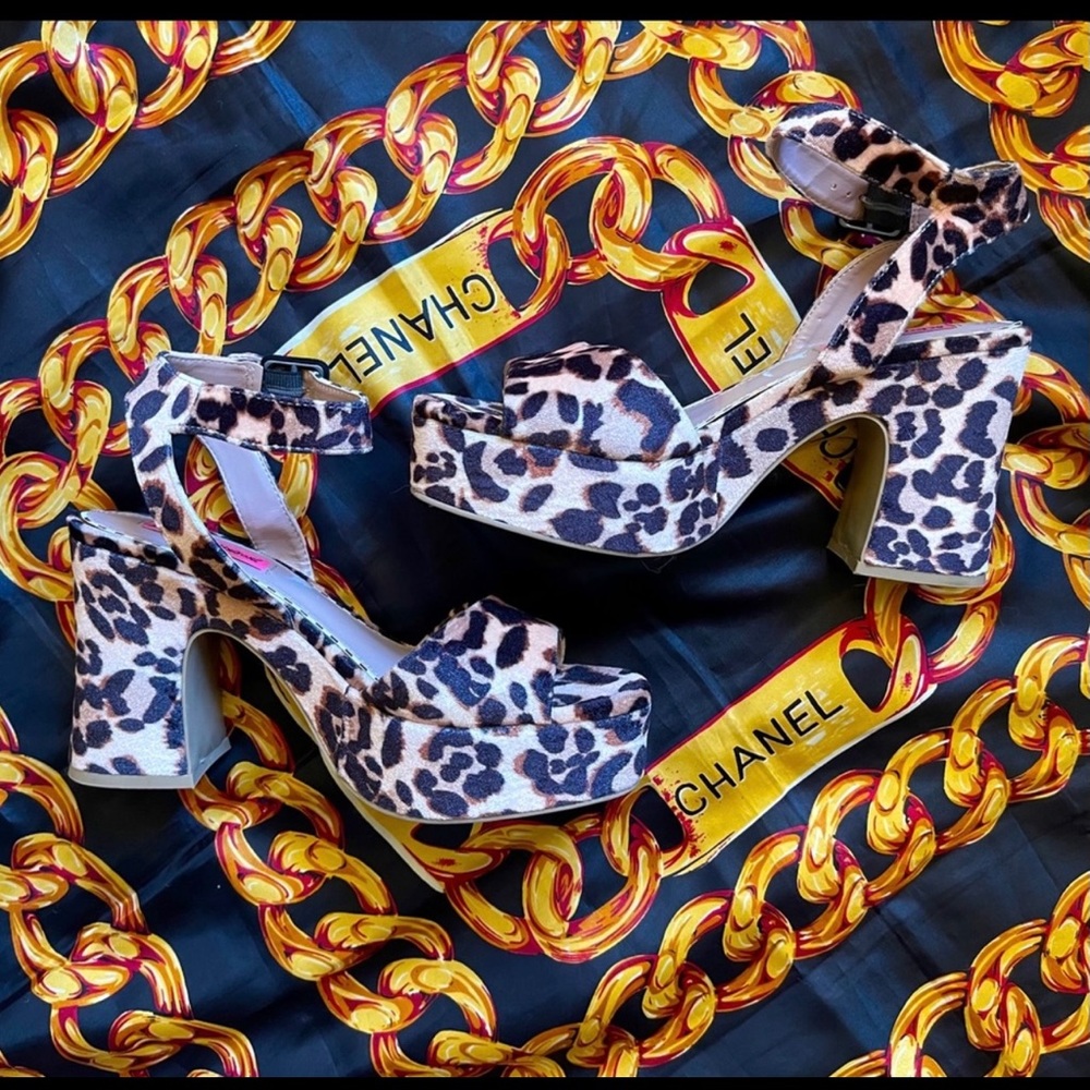 Betsey Johnson Platform Chunky Cheetah Sandals